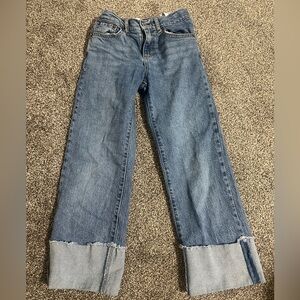 Girls Levi (7) wide leg cuffed Classic Blue Denim Jeans